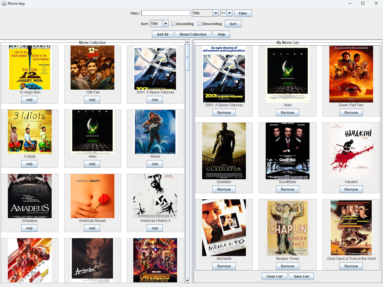 Screenshot of Film Finder app